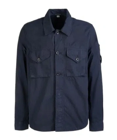 C.p. Company Lens-detail Cotton Shirt In Black