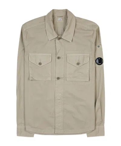 C.p. Company Lens-detail Cotton Shirt In Nude