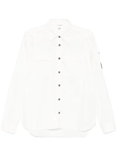 C.p. Company Lens-detail Cotton Shirt In White