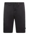 C.p. Company 50 Fili Stretch Black Cargo Bermuda Shorts In Black