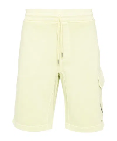 C.p. Company Lens-detail Cotton Shorts In White