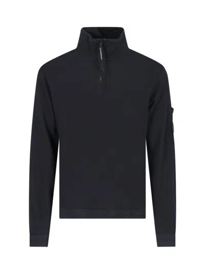 C.p. Company Lens-detail Cotton Sweatshirt In Black