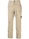 C.p. Company Lens-detail Cotton Tapered Trousers In Neutrals