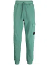 C.p. Company Logo-patch Cotton Track Pants In Green