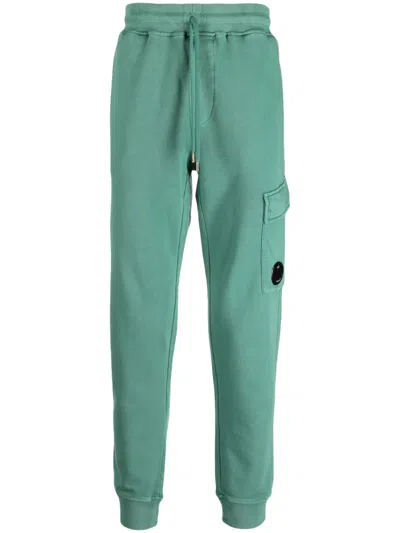 C.p. Company Logo-patch Cotton Track Pants In Green