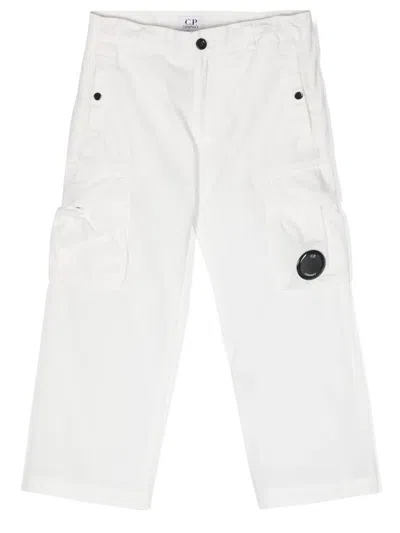 C.p. Company Kids' Straight-leg Cargo Trousers In White