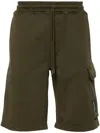 C.p. Company Lens-detail Cotton Track Shorts In Green