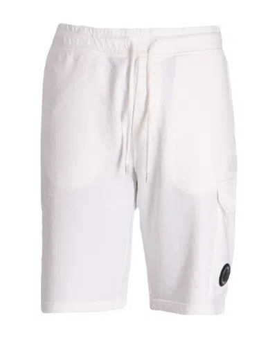 C.p. Company Lens-detail Cotton Track Shorts In White