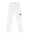 C.p. Company White Cargo Pants With Lens Motif On The Leg In Cotton Man In White