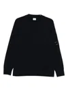 C.p. Company Lens-detail Crew-neck Sweater In Blue