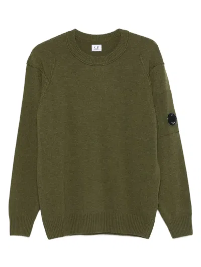 C.p. Company Knitwear Crew Neck In Lambswool Grs Clothing In Green