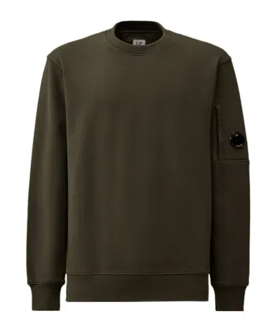 C.p. Company Lens-detail Crew-neck Sweatshirt In Green