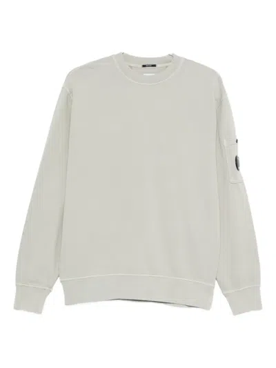 C.p. Company C.p.company Logo Cotton Crewneck Sweatshirt In White