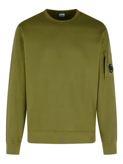 C.p. Company Lens-detail Crew-neck Sweatshirt In Green
