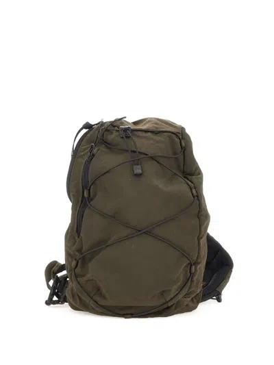 C.p. Company Lens-detail Drawstring Backpack In Green