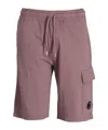 C.p. Company Lens-detail Fleece Shorts In Brown