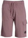 C.p. Company Lens-detail Fleece Shorts In Pink