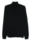 C.p. Company C.p.company Sea Islandhalf Zip Lens Knit In Black