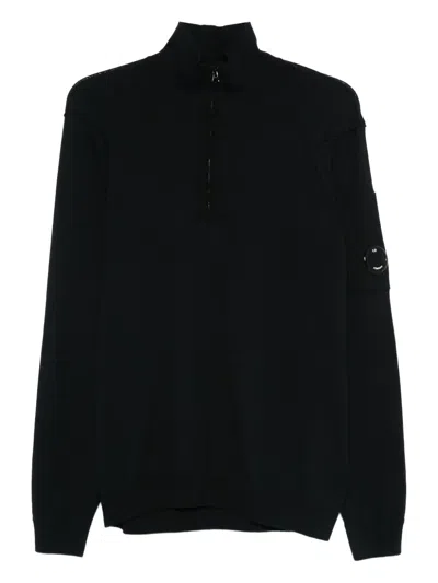 C.P. COMPANY LENS-DETAIL HALF-ZIP SWEATER