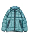 C.p. Company Hooded Down Jacket Featuring Adjustable Elements In Blue