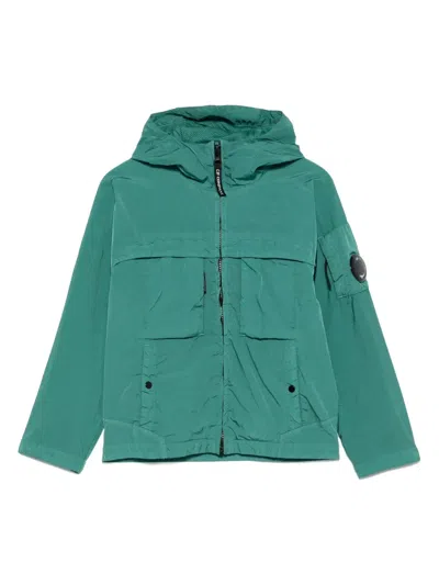 C.p. Company Kids' Lens-detail Hooded Jacket In Green