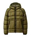 C.p. Company Hooded Down Jacket Featuring Adjustable Elements In Green