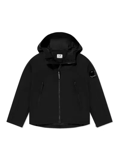 C.p. Company Kids' Lens-detail Hooded Zip-up Jacket In Black