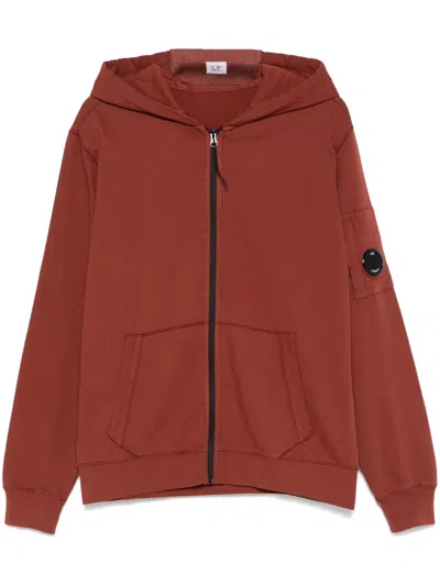 C.p. Company Lens-detail Hoodie In Brown