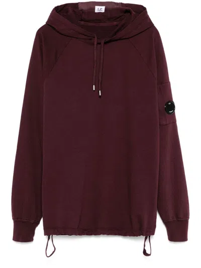 C.p. Company Lens-detail Hoodie In Red