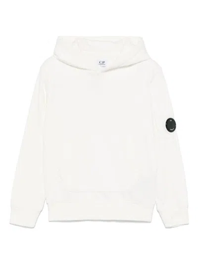 C.p. Company Kids' Lens Detail Hoodie In White