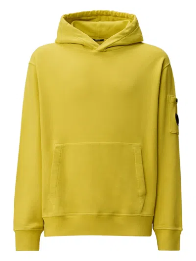 C.p. Company Lens-detail Hoodie In Yellow