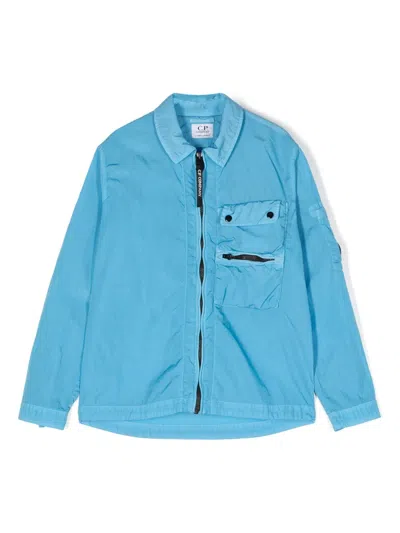C.p. Company Kids' Lens-detail Jacket In 蓝色