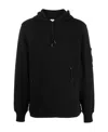 C.p. Company Crewneck Sweatshirt With Arm Patch And Hood In Black