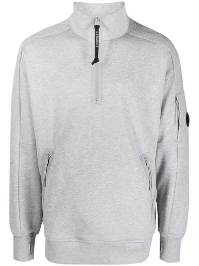 C.p. Company Lens-detail Jersey-fleece Jumper In Grey