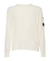 C.p. Company Signature Lens Crewneck Sweatshirt In White