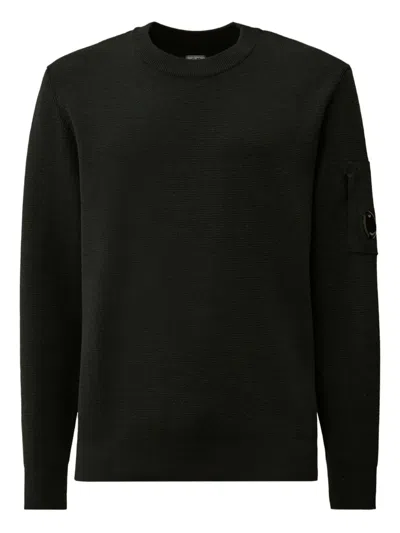 C.p. Company Lens-detail Knitted Sweater In Black