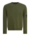 C.p. Company Crew Neck Knitwear With Ribbed Cuffs And Pocket In Green