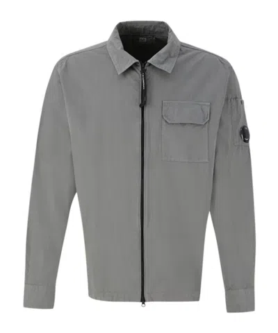 C.p. Company Lens-detail Overshirt In Gray