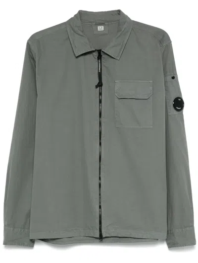 C.p. Company Lens-detail Overshirt In Grey