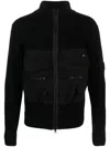 C.p. Company Lens-detail Panelled Bomber Jacket In Black