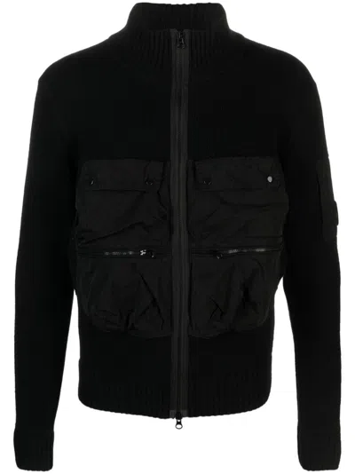 C.p. Company Lens-detail Panelled Bomber Jacket In Black