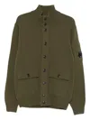 C.p. Company Knitwear Cardigan In Lambswool Grs Clothing In Green
