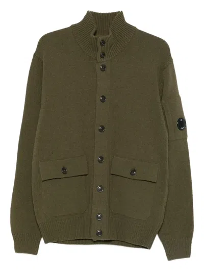 C.p. Company Knitwear Cardigan In Lambswool Grs Clothing In Green