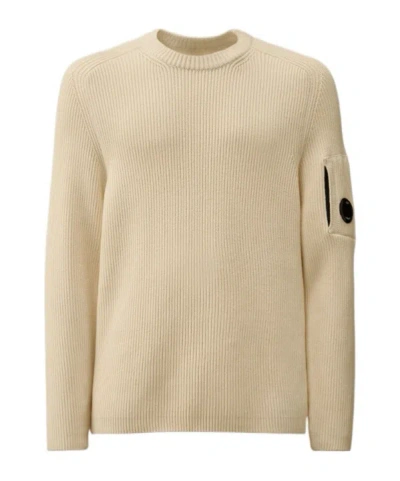 C.p. Company Gauze Knit White Sweatshirt In Neutral