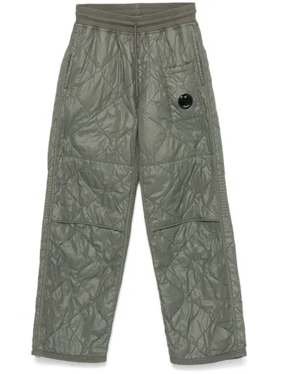 C.p. Company Lens-detail Quilted Trousers In Green