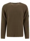 C.p. Company Lens Detail Ribbed Sweater In Brown