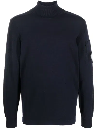 C.p. Company Logo-patch Roll-neck Jumper In Blue