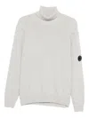 C.p. Company Wool Turtleneck Sweater Featuring Arm Patch In Neutral