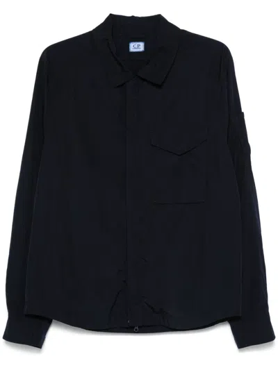 C.p. Company Lens-detail Shirt Jacket In Blue