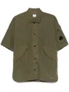 C.p. Company Short Sleeve Overshirt Patch Pockets In Green